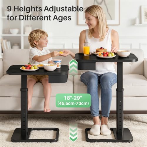 Kitstorack Large TV Tray Table with Flip-Top Storage Compartment for Extra Storage Space, 9 Adjustable Heights TV Trays, Safe Rounded Corners for Living Room, Bedroom, Study, Home Office, Black - Image 5