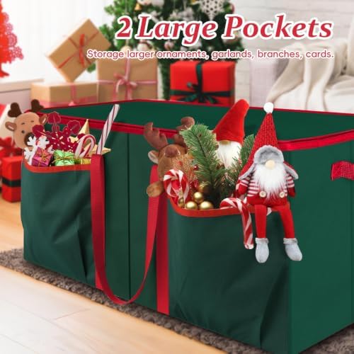 SeasonBliss Christmas Ornament Storage Box, Large Holds 256 Balls, Green - Image 6