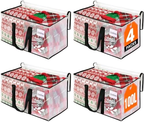 RoomHacks Moving Bags, Heavy Duty Large Storage Bags, 100L, 4 Pack, Clear by RoomHacks
