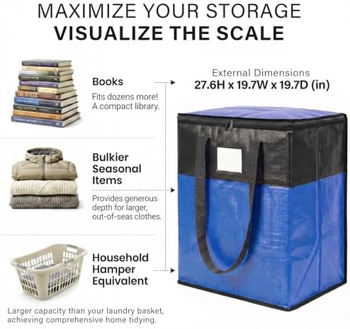 2Pack 180L Extra Large Moving Bags, Blue - Image 2