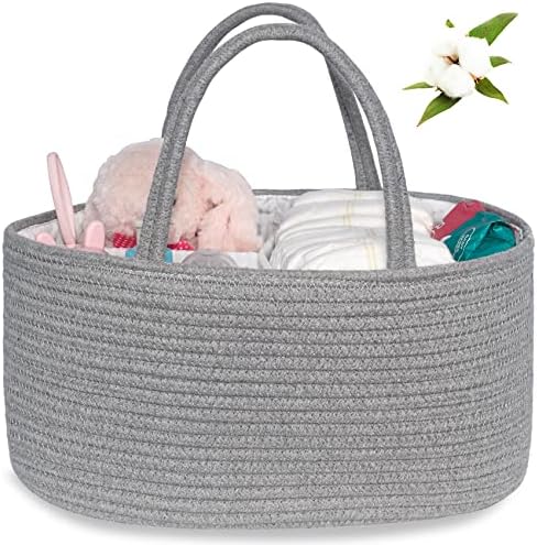 ABenkle Baby Diaper Caddy Organizer, Cotton Rope Nursery Storage Basket by ABenkle