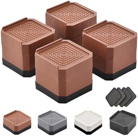 EclatBain Adjustable Bed Risers 3&4.3 Inch, 4000 lbs, 4 Pack Brown by Unknown