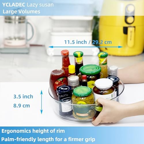 2 Pack Lazy Susan 11.5" Inch Turntable Organizer Organization Storage Container Bins Spice Rack Cabinet Rotating Condiment for Pantry Countertop Kitchen Vanity Bathroom Jewelry Holder Clear - Image 2