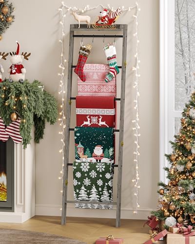 Hzuaneri Blanket Ladder Shelf, Farmhouse Ladder Holder, Blanket Organizer - Image 4