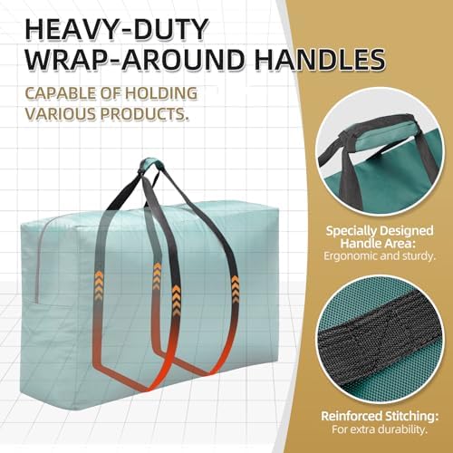 Extra Large travel duffel bag with Strong Handles, Waterproof duffel bag, Durable Zippers, Extra Large Storage Totes for Space Saving and Moving Supplies - Image 4