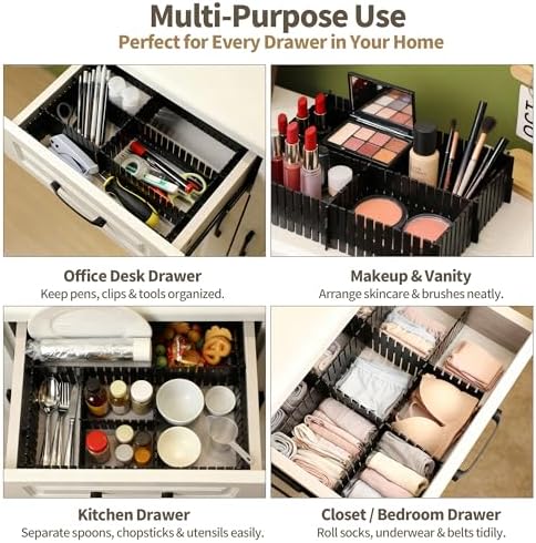 Adjustable Drawer Dividers, Cut-to-Fit DIY Organizers, Black 32 Pack - Image 6