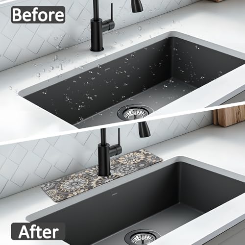 2PCS 15" X 5.5" Kitchen Sink Splash Guard Faucet Mat Mandala Super Absorbent Fast Drying Faucet Guard & Draining Mat Sink Splash Guard Behind Faucet for Kitchen, Bathroom - Image 7