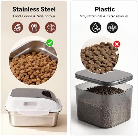 304 Stainless Steel Dog Food Storage Container with Lid for Cat Bird Pet Dry Food Treats, Mouse Proof Small Storage Bin Fits Up To 7 Lbs, Coming With Scoop - Image 2