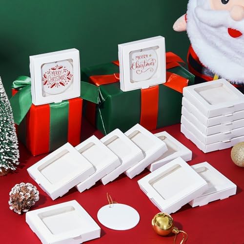 Dunzoom 25 Pcs Christmas Sublimation Blanks Ornament Gift Box, White - Image 6