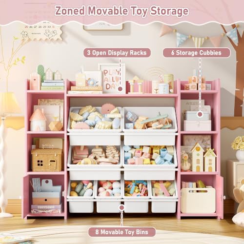 FOTOSOK Toy Storage Organizer with 8 Toy Bins, Kids Toy Storage - Image 3