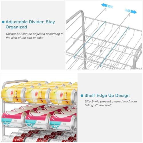 Vrisa Can Organizer for Pantry Canned Food Storage Rack for Kitchen, Silver - Image 3