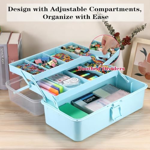 Tackle Box, 15-Inch Extra Large Art Storage Box with 3-Layer Folding Trays - Image 5