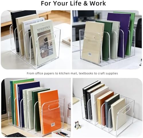 Clear Acrylic Magazine File Holder, 5 Compartment Desk Organizer - Image 6