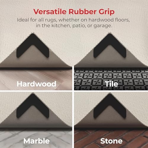iPrimio NeverCurl V Shape Rug Corner Gripper, Reusable, 7.5" x 7.5", 4 Pack - Image 4