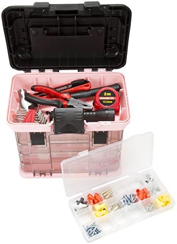 Stalwart Portable Tool Box for Women or Men, Pink, 10 x 7 x 10.5in by Stalwart