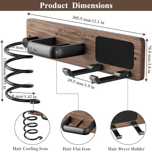 Tindbea Hair Dryer Holder Wall Mount Aluminum Alloy Hot Tools Organizer - Image 3