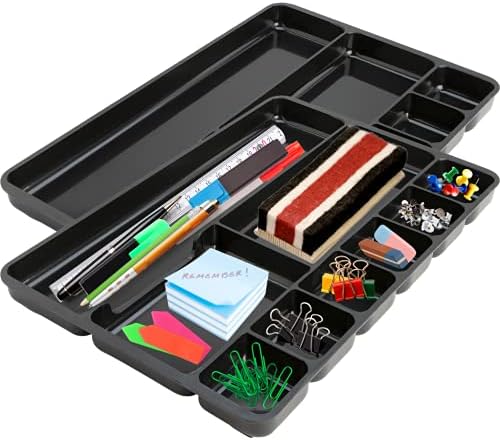 1InTheOffice Desk Drawer Organizer 9-compartment Drawer Tray Organizer (2 Pack) by 1InTheOffice
