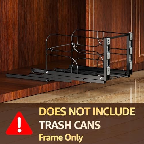 Pull Out Trash Can Under Cabinet, Soft Close Heavy Duty 200LB, Black - Image 2