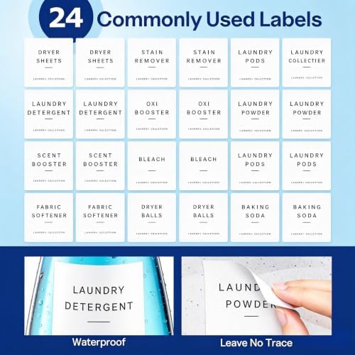 3+1+1 Pack Laundry Pods Containers & Dryer Sheet Holder & Laundry Detergent Dispenser, Laundry Room Organization and Storage with Wooden Lids, Labels and Scoops for Scent Boosters, Powder, Pods - Image 7