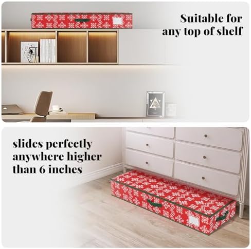 Christmas Gift Wrap Organizer Storage Box for Paper & Decor Wave Red - Image 6