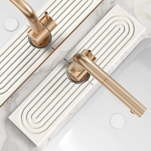 Eormoe Kitchen Sink Faucet Mat - 15.7in Diatomite Sink Protectors for Kitchen Sink, Stone Sink Splash Guard for Kitchen Counter Sink Accessories (Light Grey, 15.7'' x 3.9'') by eormoe