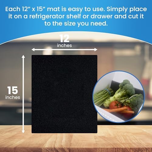 Bluapple FreshMats Refrigerator Drawer Liners, Black, 12x15, Set of 4 Mats - Image 4