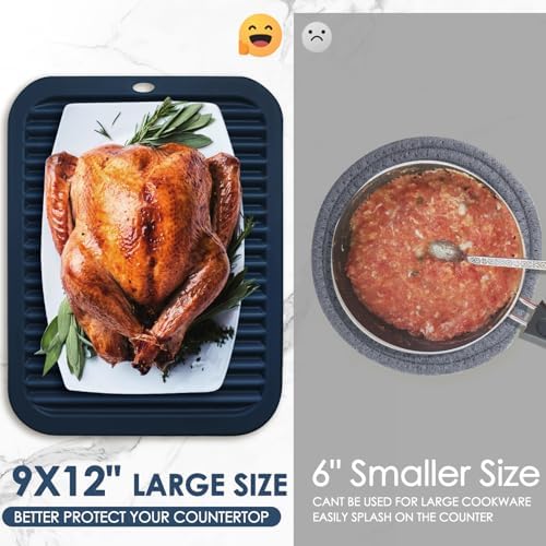 Silicone Mats for Kitchen Counter, 9x12'' Trivets for Hot Pots and Pans, Navy Blue Silicone Trivets for Hot Dishes, Protect Table Quartz Countertops - Image 5