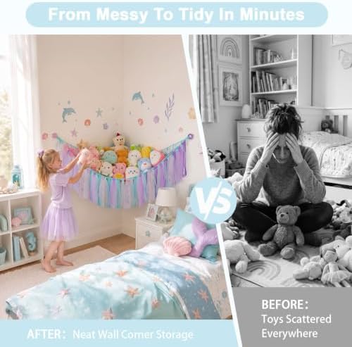 FIOBEE Stuffed Animals Net LED Light Toy Hammock for Kids Bedroom Storage - Image 3
