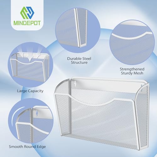 MINDEPOT Wall File Organizer, Hanging Wall File Holder, 1 Pack, White - Image 3
