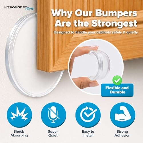 STRONGEST HOME Door Stoppers for Wall, 3.15" Clear Wall Protector, 5 Pack - Image 5