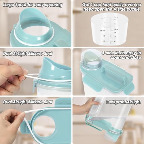 LEAWALK Cat Dog Pet Food Storage Container 5-7Lbs (Light blue 2 Pack) - Image 5