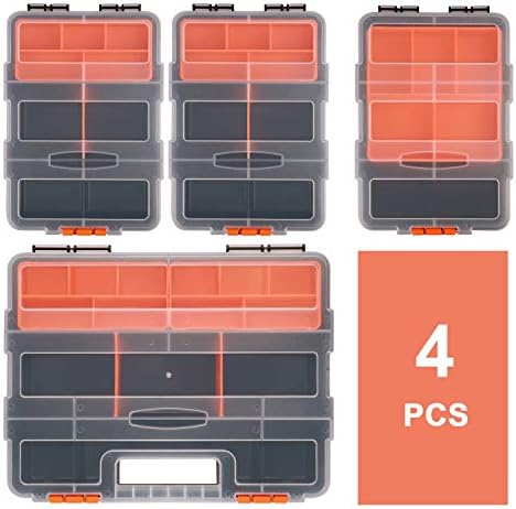 CASOMAN Hardware & Parts Organizers, 4 Piece Set Toolbox, Compartment Small Parts Organizer, Versatile and Durable Storage Tool Box - Image 3