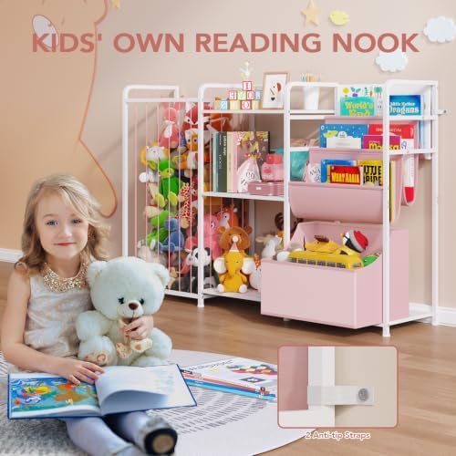 BBLIKE Kids Bookshelf and Toy Storage Organizer with Stuffed Animal Storage - Image 4