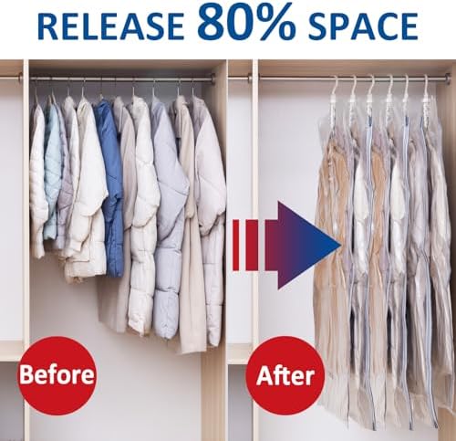Hanging Vacuum Storage Bags, Space Saver Vacuum Seal Bags for Cloth, 3 Long - Image 2