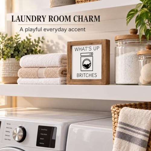 Laundry Room Decor, 6x6 in Funny Wooden Sign for Wall or Shelf - Image 4