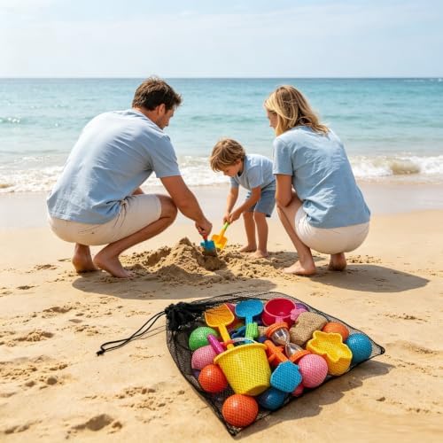 15 Pcs Mesh Bags Drawstring Laundry Beach Pool Toy Bag 13.8×15.7 In - Image 3