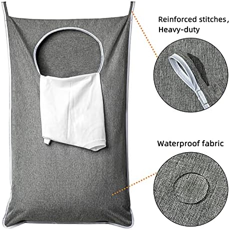 ANSTROUT XL Hanging Laundry Hamper, Extra Large Tear-resistance Door Hamper with 2 Types Hooks for Dirty Clothes, Save Bathroom Space Hanging Laundry Bag (36.5x 22 Inch,Grey) - Image 5