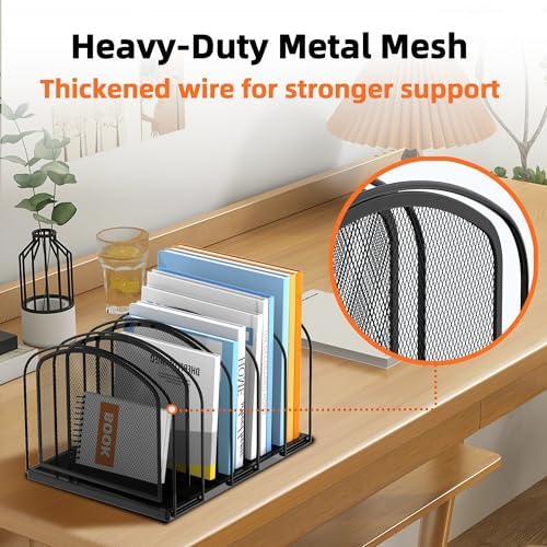 SUPEASY 5-Section Vertical File Organizer, Mesh Desk Organizer, Black - Image 5