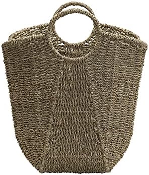 Household Essentials Seagrass Woven Storage Basket with Handles, Natural - Image 4