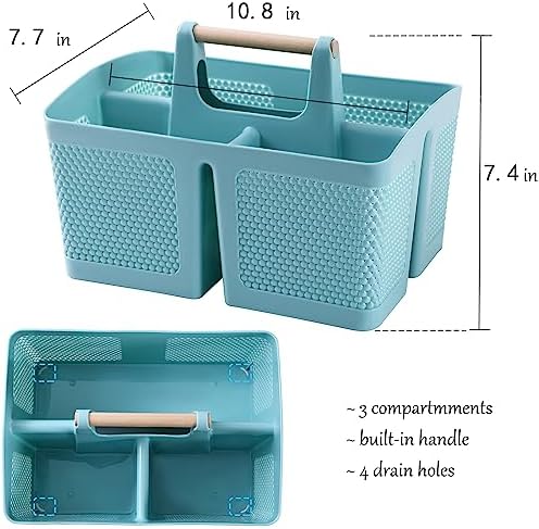 rejomiik Plastic Shower Caddy, Portable Shower Basket with Handle, Blue - Image 3