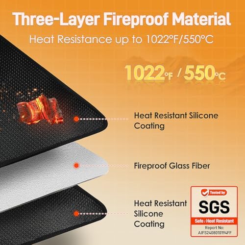 Heat Resistant Mats for Countertop fits Tabletop Grill, 24x24x0.02in, Black - Image 2