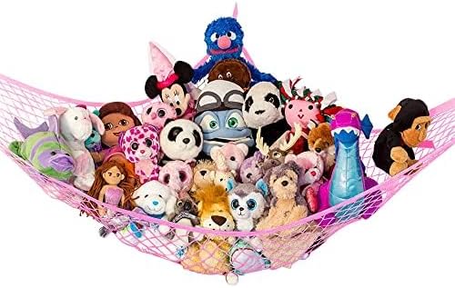Large Stuffed Animal Storage Hammock 1 Pack | Holds 12 lbs | Corner Stuffed Animal Organizer | Plushie Net for Stuffed Animals | Stuffy Storage, Cute Bedroom, Room Decor | Pink - Image 4