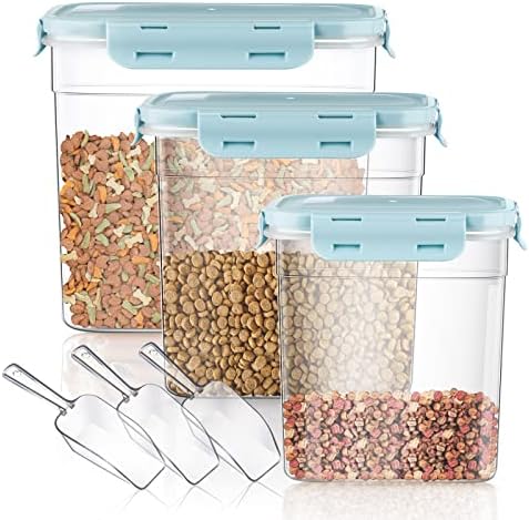 Patelai 6 Pcs Dog and Cat Food Storage Containers 2 Scoops, Blue by Patelai