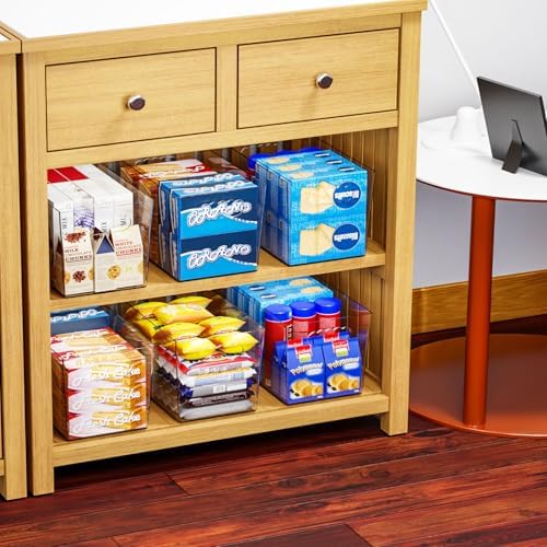 6 Pack Plastic Clear Bins for Organizing- With Handle -11″ Large Pantry Organizer Bins for Shelves Snack,Food or Cleaning Supplies,Fridge Organizers and Storage,Acrylic Kitchen Storage Containers - Image 5