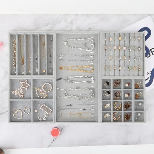 Fixwal Jewelry Organizer Trays 5 Pack 14in Stackable Drawer Box Dividers - Image 4