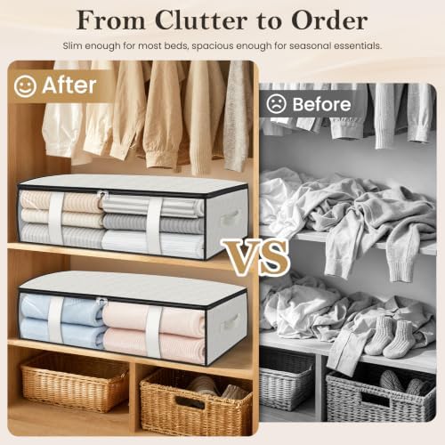 6 Pack Storage Bags, 40L Clothes Storage Containers, Storage Bins, White - Image 4