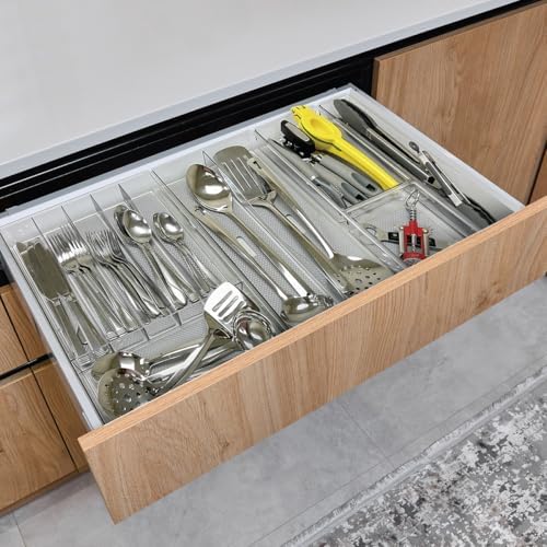 Glad Drawer Organizer Bin, Divided Clear Plastic Storage Tray for Junk Drawers, Kitchen Utensils, Bathroom Vanity & Organizing Pantry-BPA Free, Food Safe, Non Slip, 15x9 (2-Compartment) (Pack of 6) - Image 5