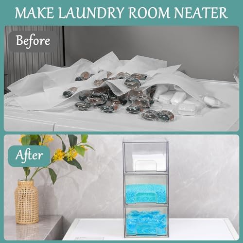 Laundry Pods Container and Dryer Sheet Holder Set, Dishwasher Pods Holder Set, Detergent Pods Storage Box, Scent Booster And Laundry Powder Dispenser Orangizer For Laundry Room, 4 PACK - Image 4