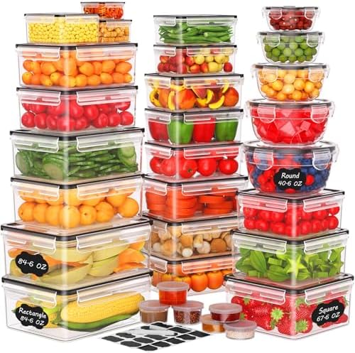 62 PCS Large Food Storage Containers with Lids (31 Lids & 31 Containers) by JSCARES