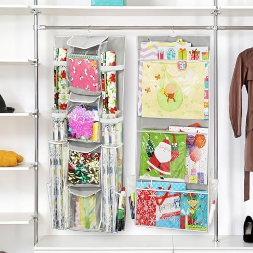 Simple Houseware Double-Sided Hanging Gift Wrap Organizer, Gray (Set of 1) - Image 7